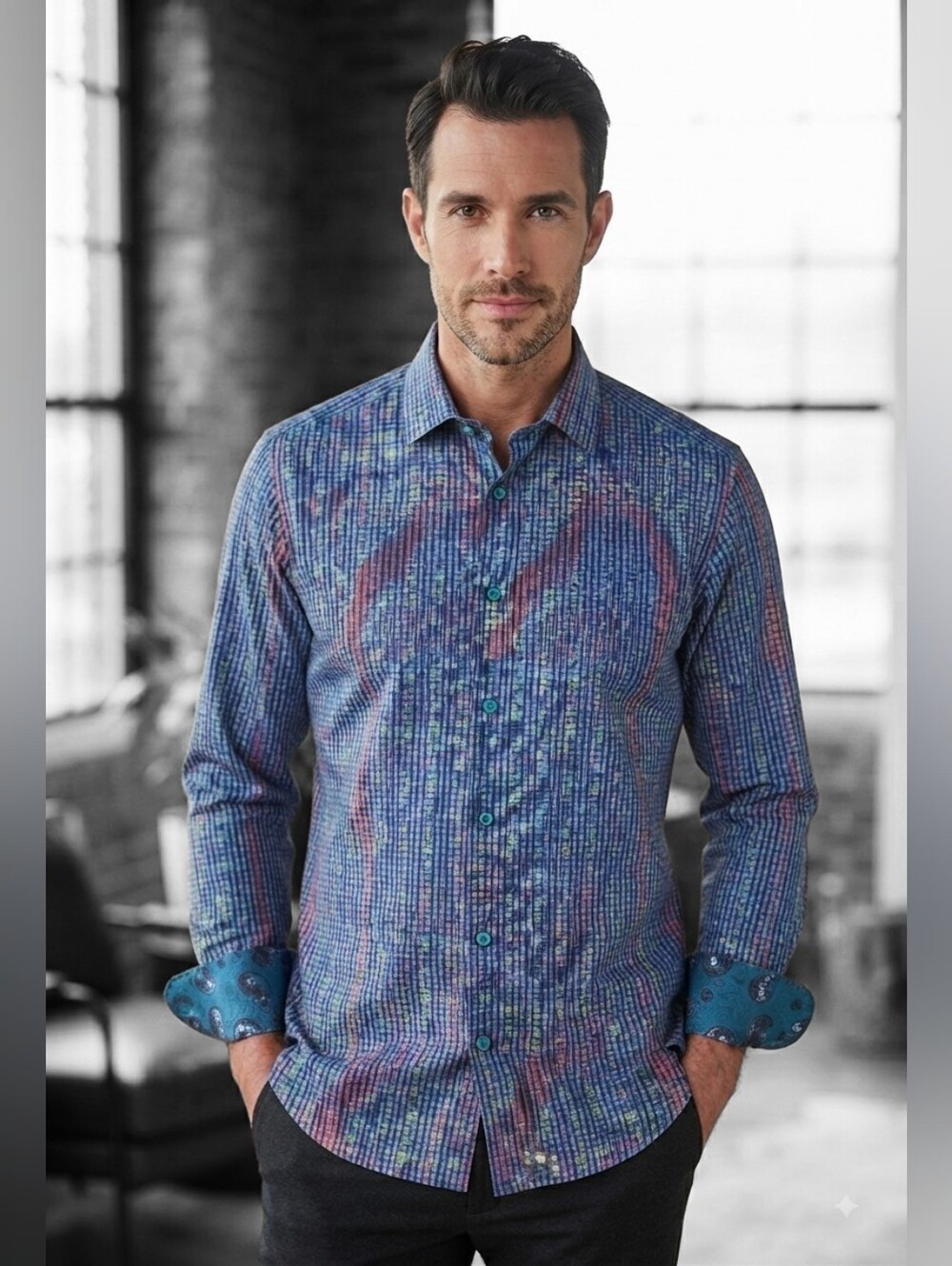 Luchiano Visconti Signature Series Limited Edition Abstract Long Sleeve Shirt M